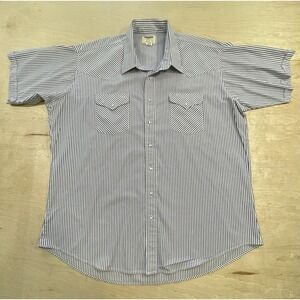 Vintage Ruddock Western‎ Shirt Mens 19 1/2 - 3XL Blue Striped Pearl Snap Rodeo